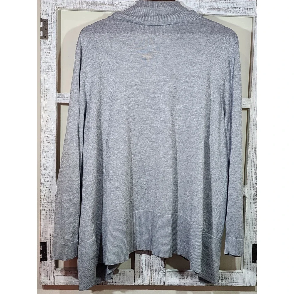 Verve Ami Womens 3X Heather Grey Open Front Shawl Collar Cardigan Sweater